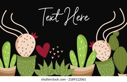 Beautiful cute cartoon cactus background