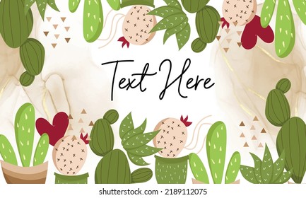 Beautiful cute cartoon cactus background