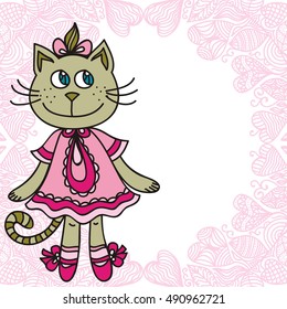 Beautiful cute cartoon cat. Vector illustration.