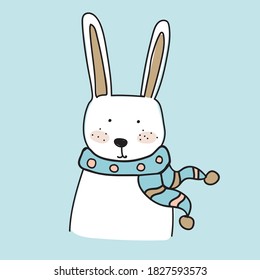 
beautiful cute cartoon christmas little animal on colored background greeting card