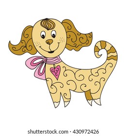 Beautiful cute cartoon dog 