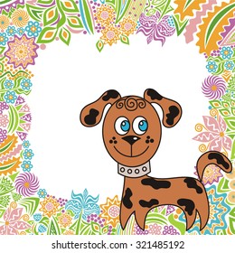 Beautiful cute cartoon dog vector illustration