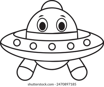 Beautiful Cute Cartoon starship on White Background,no black shades.