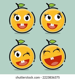 Beautiful, cute and cheerful fruit emoji vector image.