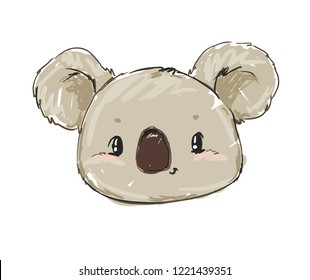 Beautiful Cute childish illustration koala. print design animal koala, children print on t-shirt.