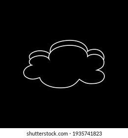Beautiful cute cloud. White linear icon on a black background. Thin line customizable illustration. Vector outline symbol.