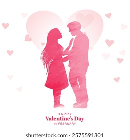 Beautiful cute couple in love hugging valentines day celebration card design