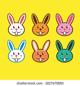 Beautiful and cute different colored rabbit head sticker