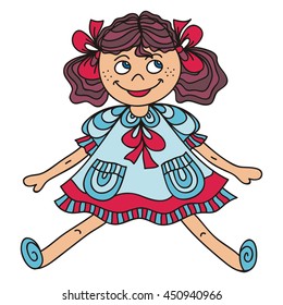 Beautiful cute doll. Vector illustration.