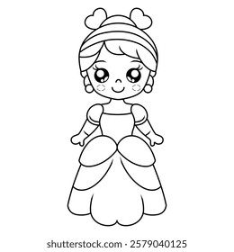 beautiful and cute female doll vector design on black and white background 3