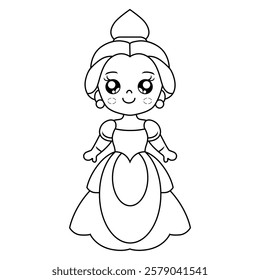beautiful and cute female doll vector design on black and white background 16