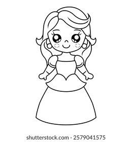 beautiful and cute female doll vector design on black and white background 17