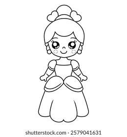 beautiful and cute female doll vector design on black and white background 18