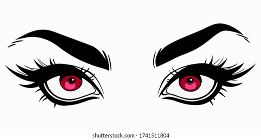 Beautiful Cute Female Eyes In Cartoon Style