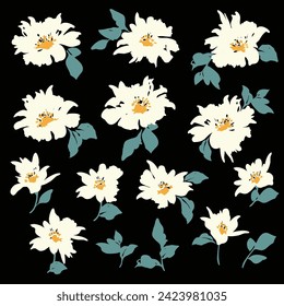 Colección de material de vectores de flores hermosas y lindas,