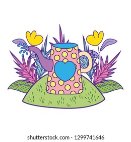 beautiful cute garden with sprinkler scene