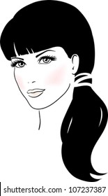 Beautiful Cute Girl Face Vector illustration