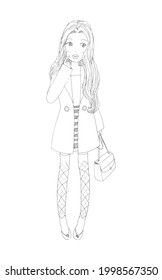beautiful cute girls hand drawn, Happy young girl teenager cartoon doodle women isolated on white background vector illustration
