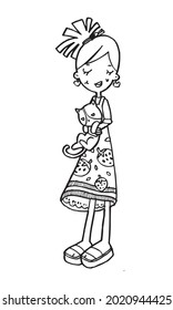 beautiful cute girls hand drawn, Happy young girl teenager cartoon doodle women isolated on white background vector illustration
