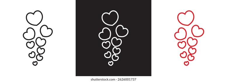 Beautiful and cute group of hearts icon. Vector for websites, mobile interfaces, presentations, banner, visual branding etc. Vector illustration. isolated on white and black background. EPS 10 