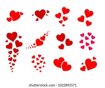 Beautiful and cute group of hearts vector illustration