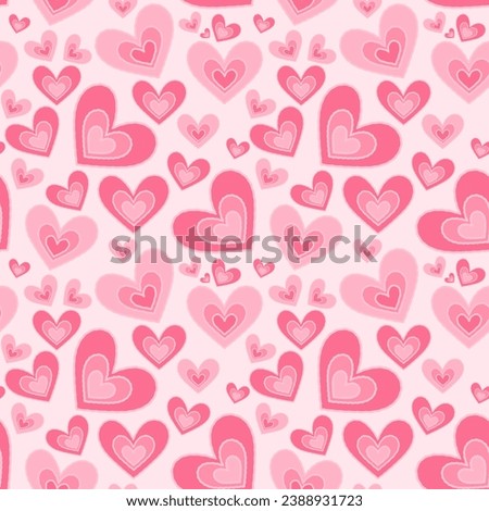Beautiful and cute heart seamless pattern vector. Red and pink heart on pink background. Collection of heart. Symbol of love and Valentine's day. fabric, crafting tape, wrapping paper, sticker, card