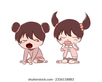 beautiful cute kid crying tearful sad shouting tantrum disappointed upset and wear fashion style clothes
