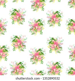 Beautiful cute liliya pattern. Different detail design with tropic monstera and foliage