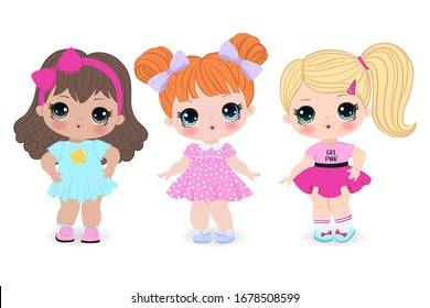 Beautiful cute little girls on the white background. Vector illustration svg