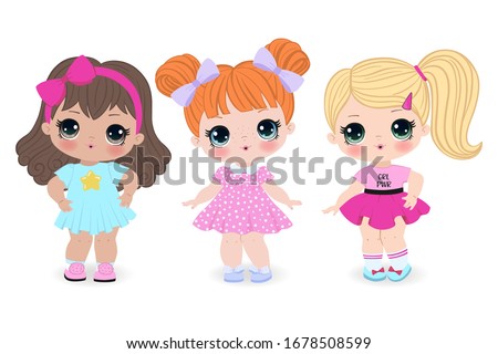Beautiful cute little girls on the white background. Vector illustration Stock photo © 