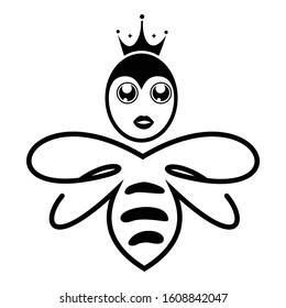 beautiful and cute little princess bee vector illustrations in black colour