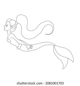 Beautiful cute mermaid Coloring Page for kids