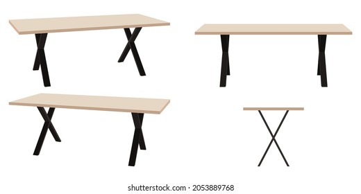 Beautiful cute modern table with different poses and position isolated