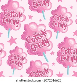 Beautiful cute pink cotton candy drawings seamless repeating pattern texture background design