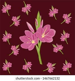 Beautiful and cute pink flower pattern in vectors. Large, small, scattered and random flower motifs. Elegant templates that can be used for fashion, wallpaper, gift wrap, book cover, and websites.