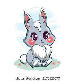 Beautiful and Cute Rabbit Cartoon Character