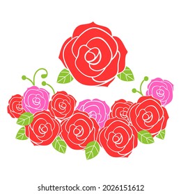 beautiful and cute red rose in vector style