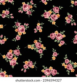 Beautiful and cute rose seamless pattern,