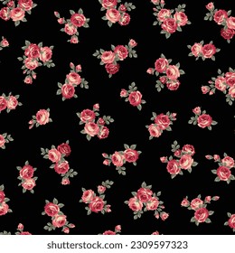 Beautiful and cute rose textile pattern,