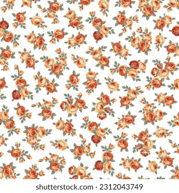 Beautiful and cute rose textile pattern, - Shutterstock ID 2312043749