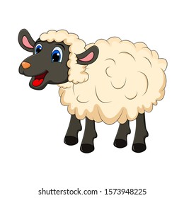  Beautiful cute sheep isolated on white background. design for child card,t-shirt. Sheep animal concept