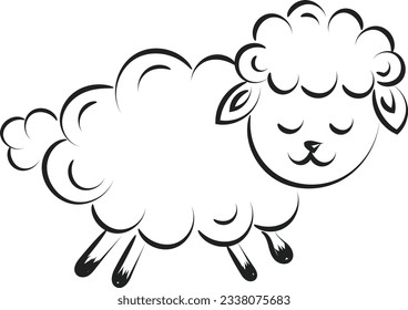 Beautiful cute sheep Line Art. Christian Symbol design for print or use as poster, card, flyer, sticker, tattoo or T Shirt