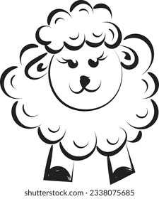 Beautiful cute sheep Line Art. Christian Symbol design for print or use as poster, card, flyer, sticker, tattoo or T Shirt