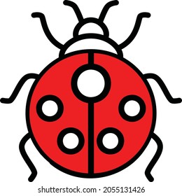 Beautiful, cute or simple red and black Ladybug or ladybird clip art Insect Silhouette flat design Vector illustration