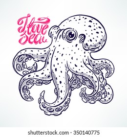 beautiful cute sketch octopus. hand-drawn illustration