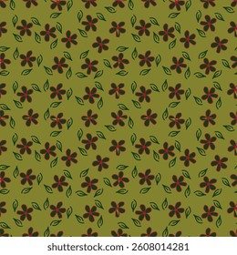 Beautiful cute small rose flowers with leaves on white background, simple vintage ditsy style of light blue and green colors. Seamless pattern for textile, fabric print, home decor, design. VectorBeau