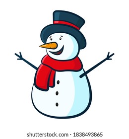 Beautiful cute snowman in hat and scarf icon. Cartoon character. Front and side views. Vector flat graphic hand drawn illustration. The isolated object on a white background. Isolate.