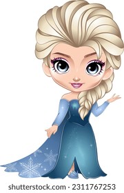 beautiful cute snowy princess. Winter animated character