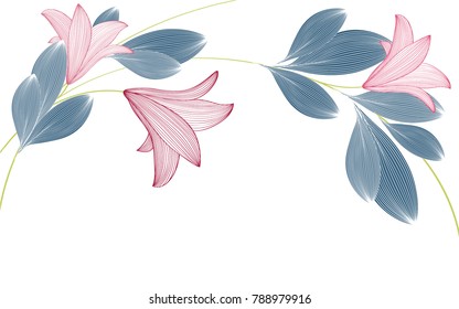 Beautiful cute spring background with lily flowers.