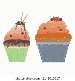 Beautiful cute tasty cupcakes. Beautiful tasty cupcakes with fillings and colorings. Delicious baked goods